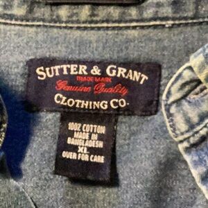 Men’s Sutter & Grant Clothing Co. Indigo Denim Button Down Long Sleeve Shirt XL